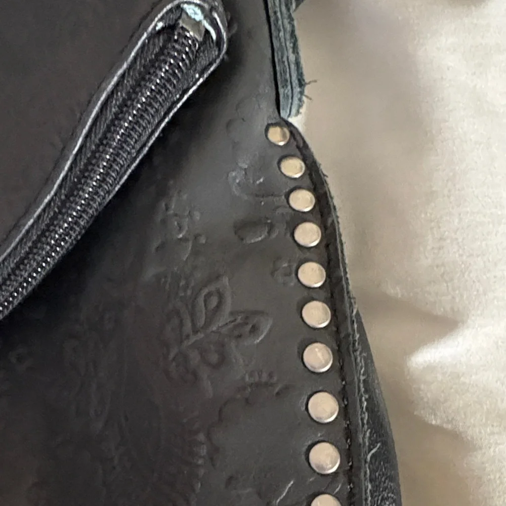 The Sak Black Hobo Floral Embossed Leather Crossbody Purse - Picture 4 of 10